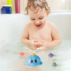 img 3 attached to ToyoFun Baby Bath Toy: 4 Water Spray Modes, Light Up Octopus Tub Toys for Toddlers with Auto-Rotation, Ocean Animals/Fountain Sprinkler/Flashing LED - Perfect for Boys and Girls