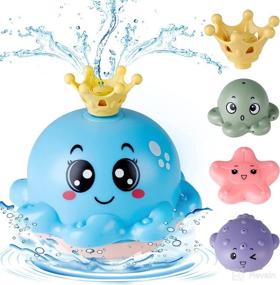 img 4 attached to ToyoFun Baby Bath Toy: 4 Water Spray Modes, Light Up Octopus Tub Toys for Toddlers with Auto-Rotation, Ocean Animals/Fountain Sprinkler/Flashing LED - Perfect for Boys and Girls