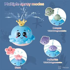 img 1 attached to ToyoFun Baby Bath Toy: 4 Water Spray Modes, Light Up Octopus Tub Toys for Toddlers with Auto-Rotation, Ocean Animals/Fountain Sprinkler/Flashing LED - Perfect for Boys and Girls