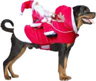 santa dog costume christmas pet clothes | santa claus riding pet cosplay costumes party dress-up outfit for dogs cats | small medium large sizes available логотип