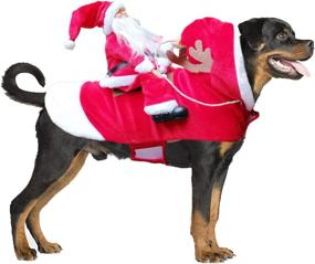 img 4 attached to Santa Dog Costume Christmas Pet Clothes | Santa Claus Riding Pet Cosplay Costumes Party Dress-Up Outfit for Dogs Cats | Small Medium Large Sizes Available