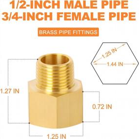 img 1 attached to 2 Pack Brass Pipe Fitting Adapter Reducer, 1/2" Male Pipe To 3/4" Female Pipe For Enhanced Plumbing Efficiency
