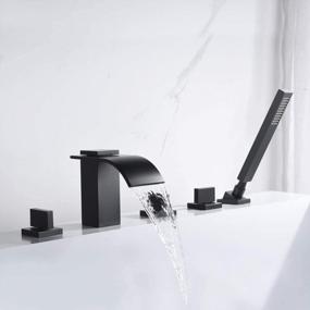 img 3 attached to Waterfall Roman Tub Faucet Matte Black Deck Mount Bath Tub Filler With Hand Shower,High Flow,SUMERAIN