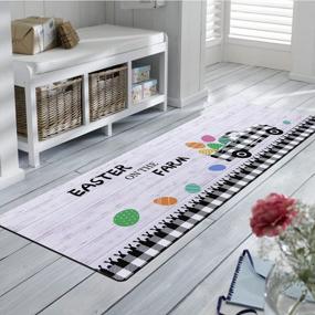 img 3 attached to U'Artlines Happy Easter Egg Farm Laundry Room Rugs Runner Non-Slip Buffalo Grid Runner Rug Rubber Backing Hallway Rug Laundry Room Runner Rugs For Kitchen Floor Laundry Room Bathroom Hallway Entryway