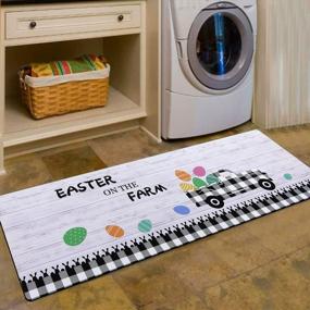 img 4 attached to U'Artlines Happy Easter Egg Farm Laundry Room Rugs Runner Non-Slip Buffalo Grid Runner Rug Rubber Backing Hallway Rug Laundry Room Runner Rugs For Kitchen Floor Laundry Room Bathroom Hallway Entryway