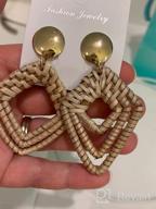 img 1 attached to Stylish XOCARTIGE Handmade Woven Rattan Earrings: Lightweight Raffia Braid Hoops for Women & Girls review by Lance Story