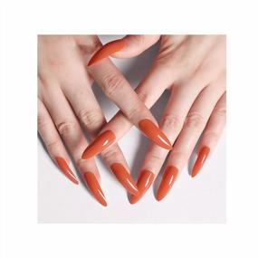 img 2 attached to Smooth Fake Nails - 96 Pcs Pure Color Medium Length Stiletto Almond Press On Nail Tips For Women And Girls - Artificial Finger Manicure With LIARTY'S False Tips.