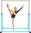 zupapa gymnastic bar - strong solid wood & stainless steel regulating arms, adjustable height 3'-5', 400lbs weight capacity logo
