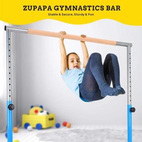 img 3 attached to Zupapa Gymnastic Bar - Strong Solid Wood & Stainless Steel Regulating Arms, Adjustable Height 3'-5', 400Lbs Weight Capacity