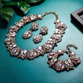 img 2 attached to Женский комплект массивного массивного ожерелья в винтажном стиле - Flyonce Fashion Бижутерия