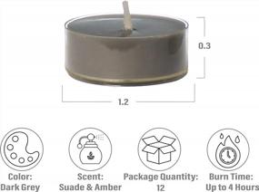 img 2 attached to CandleNScent Серые ароматизированные чайные свечи - аромат замши и янтаря - сделано в США - упаковка из 12 шт.