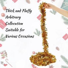 img 1 attached to Сияйте ярко с 39,6-футовой золотой рождественской гирляндой из мишуры JOYYPOP - идеально подходит для праздничных украшений