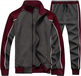 img 4 attached to Men'S Full-Zip Sports Tracksuit Set - TOLOER'S Activewear For Warmth And Comfortable Casual Wear