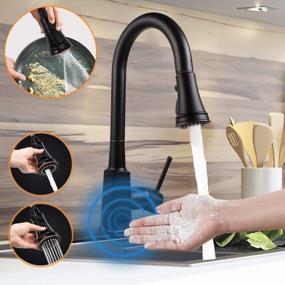 img 4 attached to Soosi Motion Sensor Single Handle Automatic Kitchen Faucet With Pull Down Sprayer - Oil Rubbed Bronze, 3 Setting Spot Free Stainless Steel, One/3 Hole