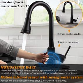 img 3 attached to Soosi Motion Sensor Single Handle Automatic Kitchen Faucet With Pull Down Sprayer - Oil Rubbed Bronze, 3 Setting Spot Free Stainless Steel, One/3 Hole