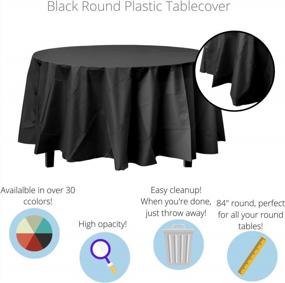 img 3 attached to Round Black Plastic Tablecloth Set Of 12 - Premium 84-Inch Table Covers