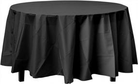 img 4 attached to Round Black Plastic Tablecloth Set Of 12 - Premium 84-Inch Table Covers
