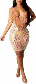 img 4 attached to Women'S Sequin Tassel Bodycon Mini Dress - Sexy Mock Neck Party Club Pencil Dresses For Birthday Celebrations By Sprifloral