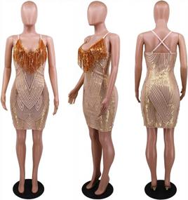 img 2 attached to Women'S Sequin Tassel Bodycon Mini Dress - Sexy Mock Neck Party Club Pencil Dresses For Birthday Celebrations By Sprifloral