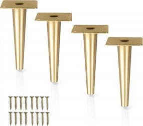 img 4 attached to Ilyapa Tapered Metal Furniture Leg - Set Of 4 Gold 6 Inch Tapered Replacement Furniture Feet For Sofas, Chairs, Tables