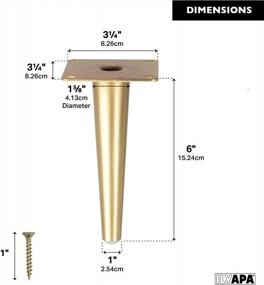 img 2 attached to Ilyapa Tapered Metal Furniture Leg - Set Of 4 Gold 6 Inch Tapered Replacement Furniture Feet For Sofas, Chairs, Tables