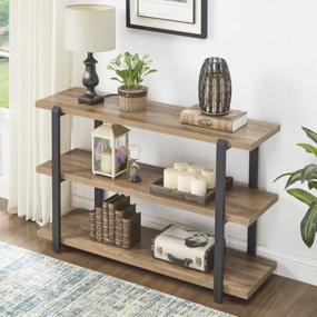 img 2 attached to Rustic Oak Console Table With 3-Tier Shelf Ideal For Living Room Or Hallway