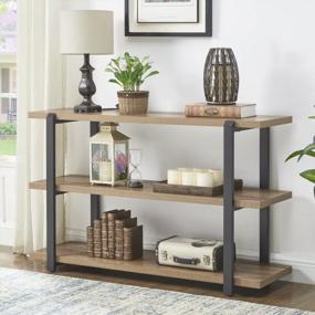 img 4 attached to Rustic Oak Console Table With 3-Tier Shelf Ideal For Living Room Or Hallway