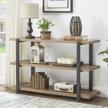 rustic oak console table with 3-tier shelf ideal for living room or hallway logo