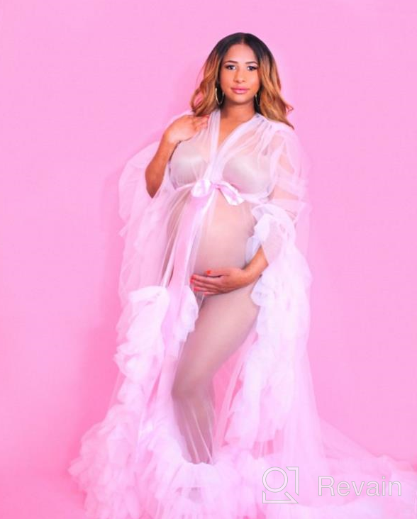 img 1 attached to Tulle Maternity Photoshoot Dress Sheer Puffy Bridal Robe Wedding Gown Long Illusion Pregnancy Lingerie Yexinbridal review by Trendsetters Hare