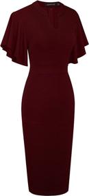 img 2 attached to HOMEYEE Womens Flounce Sleeve Office Women's Clothing ~ Dresses