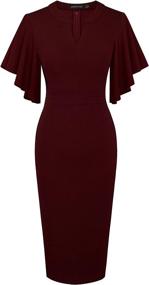 img 3 attached to HOMEYEE Womens Flounce Sleeve Office Women's Clothing ~ Dresses