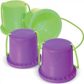 img 2 attached to Fun Outdoor Activity: Geospace Walkaroo I-Can Bucket Stilts For Kids (2 Pairs, Purple/Green)