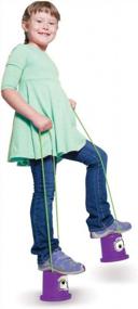 img 1 attached to Fun Outdoor Activity: Geospace Walkaroo I-Can Bucket Stilts For Kids (2 Pairs, Purple/Green)