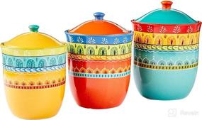 img 4 attached to 🌈 Stylish and Functional: Certified International 3 Piece Valencia Canister Set in Multicolor