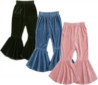 стильные и очаровательные: бархатные расклешенные брюки с рюшами для девочек-малышей — 3 шт. в упаковке логотип