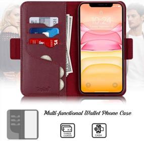 img 2 attached to Toplive Genuine Leather Wallet Case For IPhone 11 (6.1'') With Kickstand - Luxury Cowhide In Wine Red