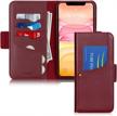 toplive genuine leather wallet case for iphone 11 (6.1'') with kickstand - luxury cowhide in wine red logo