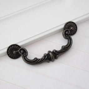 img 2 attached to 🔲 LBFEEL 6" Large Drop Bail Dresser Pull Handle Drawer Pulls - Rustic Antique Black Kitchen Cabinet Pull Handle Hardware 150 mm - Enhanced SEO