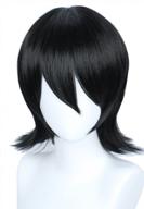 короткая прямая черная парикмахерская кукла для косплея и костюмов на хэллоуин - парик неразличимый по полу (универсальный) для мужчин и женщин логотип