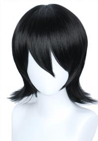 img 4 attached to Short Black Straight Wig For Cosplay And Halloween Costumes - Linfairy Unisex Wig For Men And Women