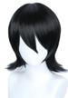 short black straight wig for cosplay and halloween costumes - linfairy unisex wig for men and women logo