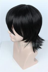 img 1 attached to Short Black Straight Wig For Cosplay And Halloween Costumes - Linfairy Unisex Wig For Men And Women