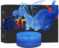 🐉 dragon 3d optical illusion kids lamp - 16 colors with remote | perfect birthday gift for boys and girls | dragon toys night light bedside lamp логотип