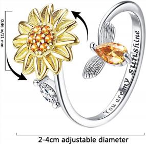 img 3 attached to Stylish Sunflower And Bee Fidget Ring For Women - Relieve Stress And Brighten Your Mood With Papasgix Sterling Silver Ring
