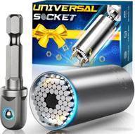 🔧 ultimate universal socket tool set: perfect gifts for men - easily unscrew any bolt with power drill adapter! 7-19mm size range – christmas stocking stuffers, birthday gift, cool gadgets for men, dad, women, him logo