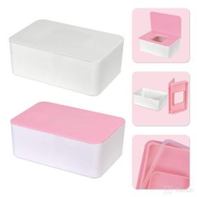 img 2 attached to 👶 Tissue Box with Lid and Baby Wipes Dispenser Pouch - Baby Wipe Holder for Fresh Wipes, Simple Style Container for Regular Storage - TORASO (PK,WH+2)