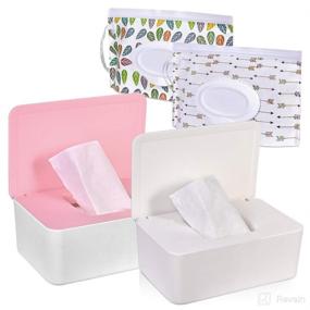 img 4 attached to 👶 Tissue Box with Lid and Baby Wipes Dispenser Pouch - Baby Wipe Holder for Fresh Wipes, Simple Style Container for Regular Storage - TORASO (PK,WH+2)