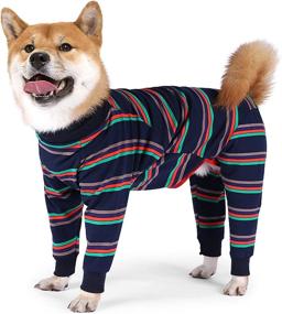 img 4 attached to 🐶 SAWMONG Lightweight Dog Pajamas Jumpsuit for Medium-Large Dogs - Pet Apparel Onesie, Recovery Suit After Surgery, Hair Shedding Cover