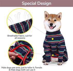 img 1 attached to 🐶 SAWMONG Lightweight Dog Pajamas Jumpsuit for Medium-Large Dogs - Pet Apparel Onesie, Recovery Suit After Surgery, Hair Shedding Cover