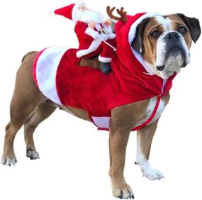 img 4 attached to NACOCO Dog Christmas Costume: Santa Claus Riding Reindeer Pet Clothes for Small to Large Dogs (Size S)